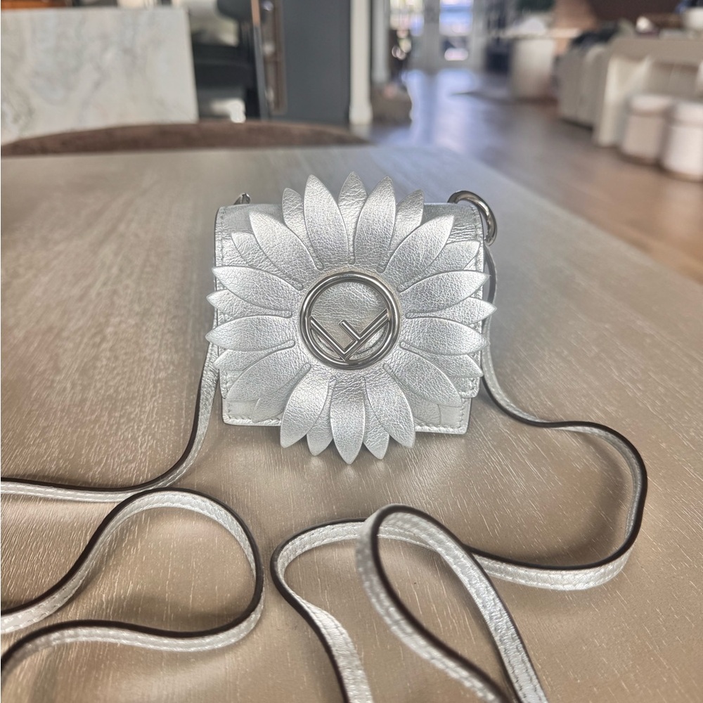 Fendi Silver Floral Crossbody Bag